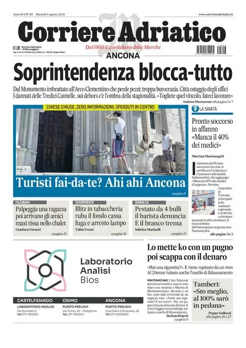 Prima-pagina-corriere adriatico-edizione-di-oggi-06-08-2024